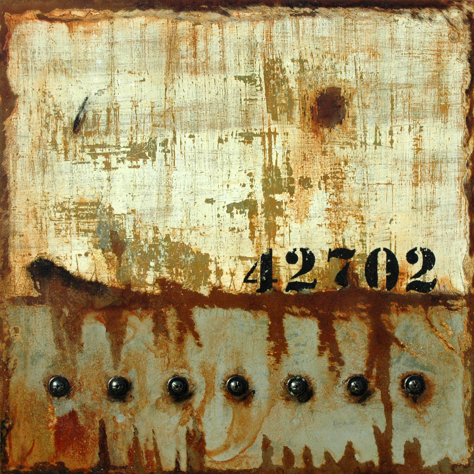 Markings: 42702 - Industrial themed mixed media art by Domenick Naccarato