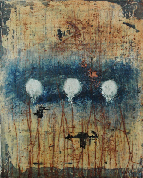 Encaustic Art by Domenick Naccarato titled, "Three Circular Imprints"