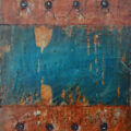 Encaustic with Assemblage Art by Domenick Naccarato titled, "Eight Carpet Tacks"