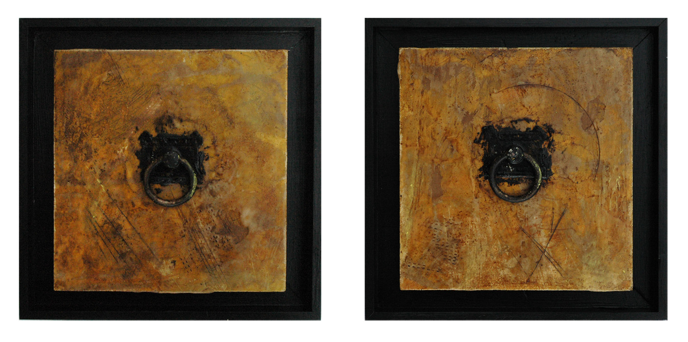 Paintings 7 and 8 (diptych) from the series: Small Encaustic Assemblages