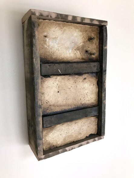 'Concrete Remnants, No.1' | apx. 13.5" x 8.25" x 3.25" | Mortar, wire mesh, nails, wood, roofing tar, and oil stick