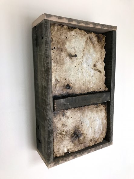 'Concrete Remnants, No.3' | apx. 13.5" x 8.25" x 3.25" | Mortar, wire mesh, nails, wood, roofing tar, and oil stick.