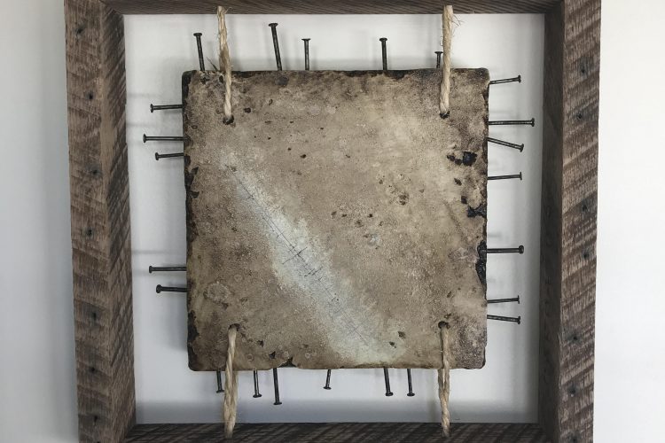 'Concrete Remnants, No.4' | apx. 16.5" x 16.5" x 2.5" | cement, wood, nails, wire mesh, twine, roofing tar, and oil stick