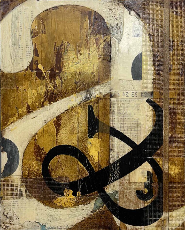 Typographic Composition a&3 | 20.75" x 16.75" | mixed mediums with collage on canvas | 2021