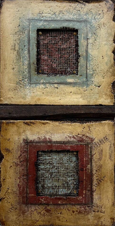 Wall Segments 2023 - No.1 | 32” x 16” x 2” | mixed mediums with assemblage on polystyrene