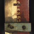 Remnants: Assemblage No. 4 | wood, plaster wrap, hex bolts, tar, screws, bracket, rust, stain, pencil, polyurethane, and paint | 16" x 12" x 2.5" | 2016