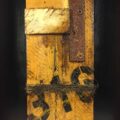 Remnants: Assemblage No. 5 | wood, twine, nails, screws, bracket, rust, staple, stain, pencil, polyurethane, and paint | 16" x 12" x 2.5" | 2016