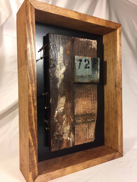 Remnants: Assemblage No. 8 | wood, plaster wrap, nails, wire, screws, bracket, rust, stain, pencil, polyurethane, and paint | 16" x 12" x 2.5" | 2016