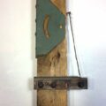 Remnants II: Assemblage No. 2 | Apx. 16" x 7" x 3" | barn wood, metal bracket, cutting knife, pan head bolts, copper wire, roofing nail, spray paint | 2017
