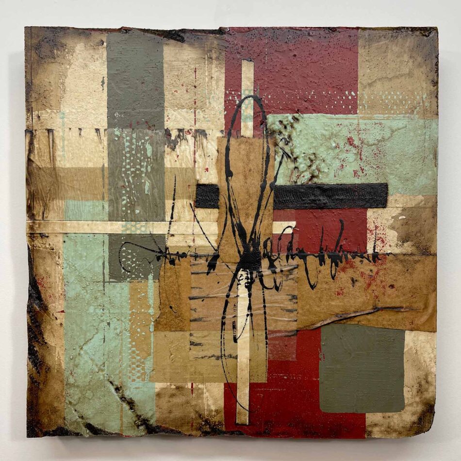 Abstract Composition 020523-B | 16" x 16" x 2" | mixed media on polystyrene | 2023