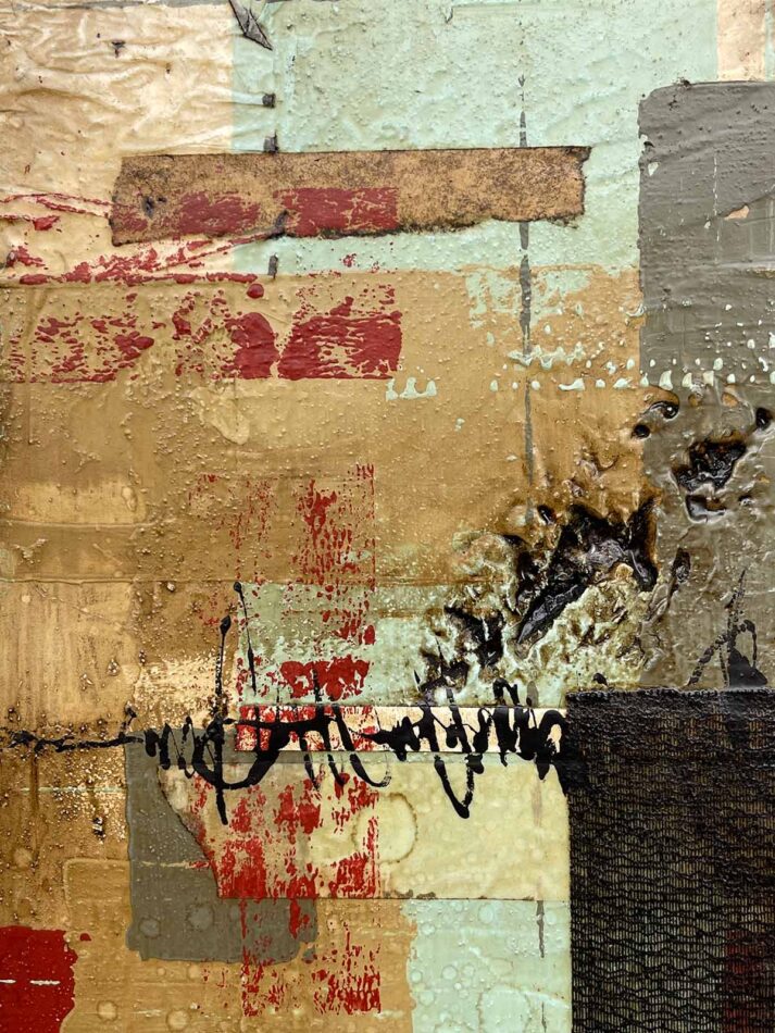 Abstract Composition 020523-C | 16" x 16" x 2" | mixed media on polystyrene | 2023