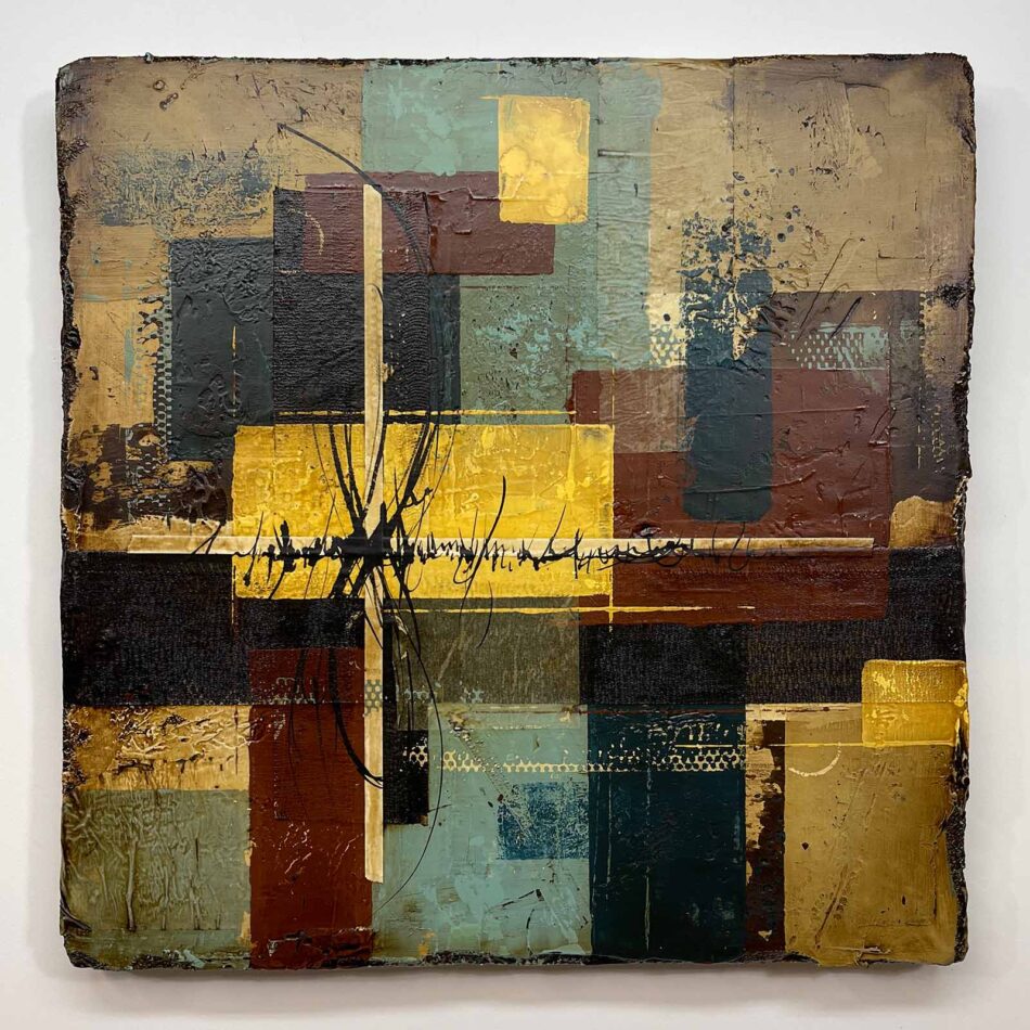 Abstract Composition 022723 | 24" x 24" x 2" | mixed media on polystyrene | 2023