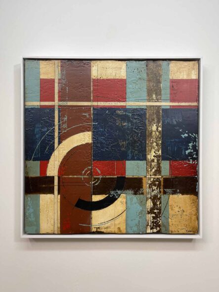 Abstract geometric art by Allentown artist Domenick Naccarato | Abstract Composition 041623 | 25" x 25" | mixed mediums on polystyrene | 2023