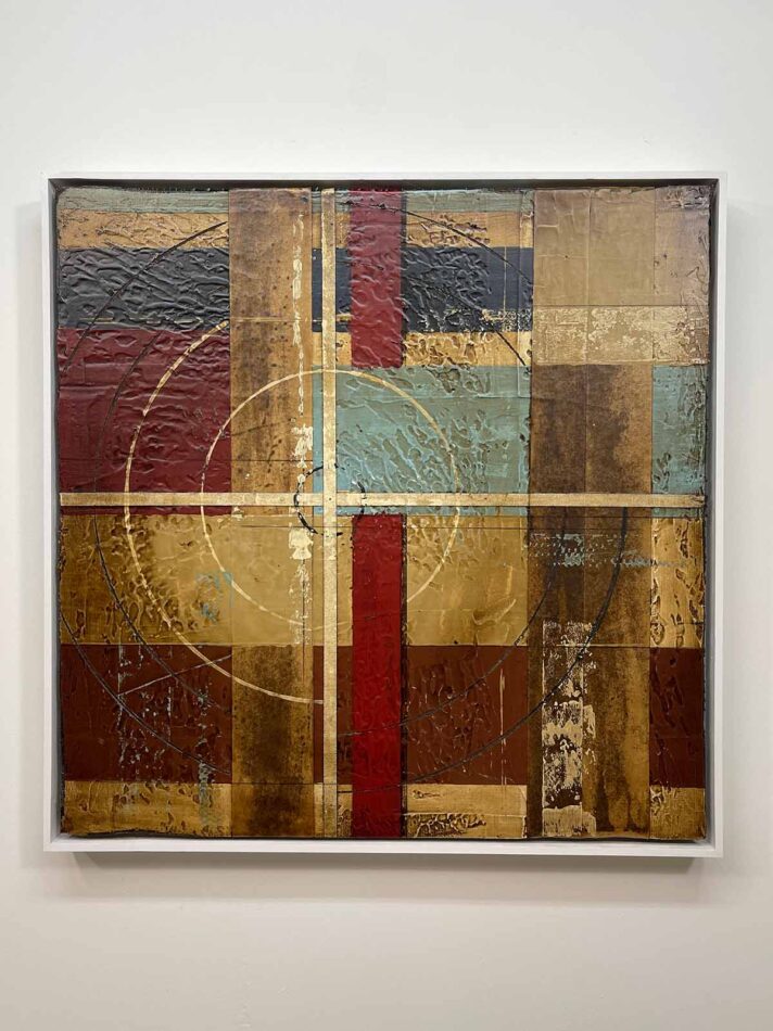 Abstract contemporary art by Allentown artist Domenick Naccarato | Abstract Composition 062823 | 25" x 25" | mixed mediums on polystyrene | 2023