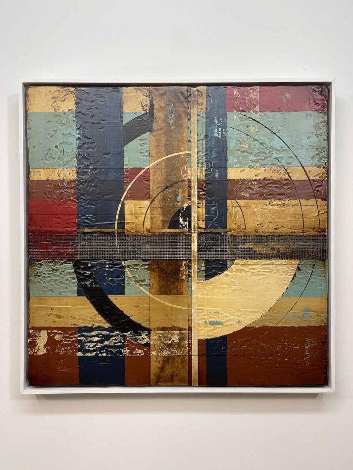 Abstract contemporary art by Allentown artist Domenick Naccarato | Abstract Composition 072323 | 25" x 25" | mixed mediums on polystyrene | 2023