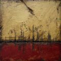 Distressed Surfaces No. 15 | enamel paint, acrylic paste, and roofing tar on polystyrene | 17” x 17” x 2.5” | 2025